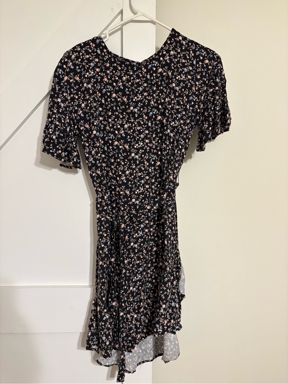 Maurices Black Floral Dress with Pink and White Blossoms
